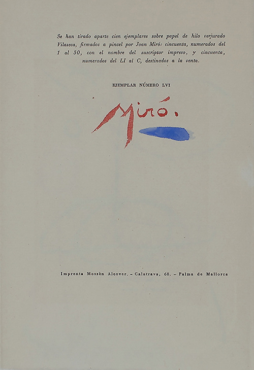JOAN MIRÓ (Barcelona, 1893 - Palma de Mallorca, 1983), JOAN