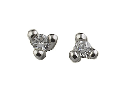 Pendientes dormilonas con brillantes engastados en garras