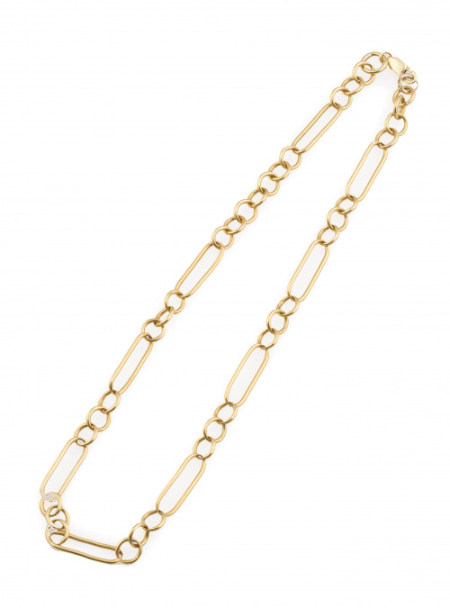 Collar de eslabones circulares y ovales combinados, en oro 