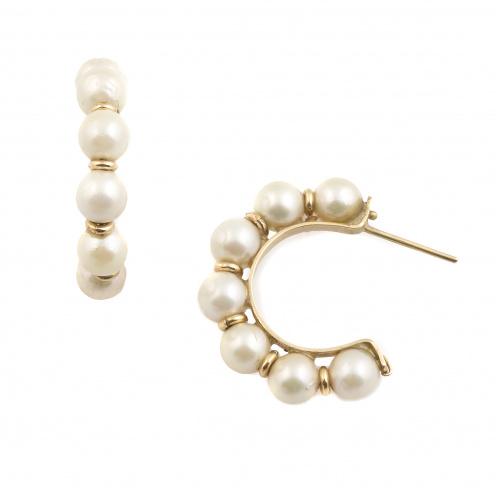 Pendientes criolla de perlas cultivadas de 6,5 mm en oro am