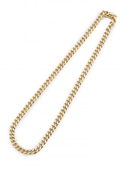 Collar de cadena barbada de eslabón macizo en oro amarillo 