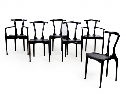 Óscar Tusquets (Barcelona 1941). Juego de 6 sillas (dos con