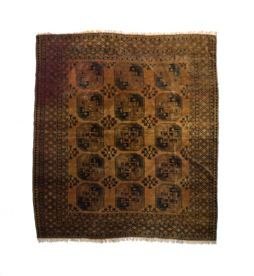 Alfombra en lana con decoración geométrica, trabajo turkoma