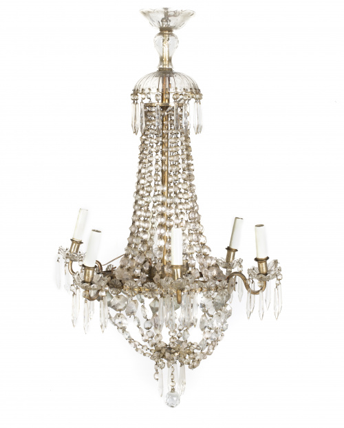 Lámpara de techo de 6 brazos de luz con sartas de cristal t