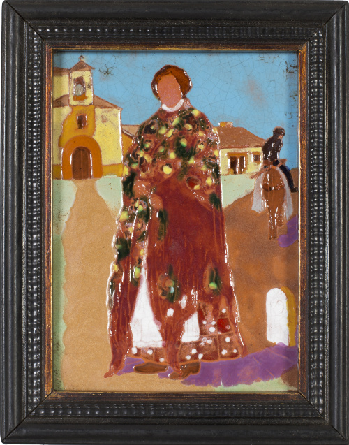 Daniel Zuloaga (1852 - 1921)“Segoviana”Placa de cerámica 