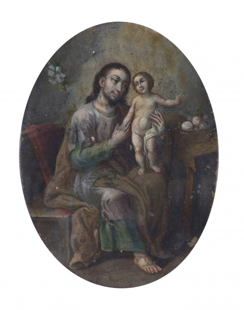 ESCUELA ESPAÑOLA O COLONIAL, SIGLO XVIIISan José con el Ni