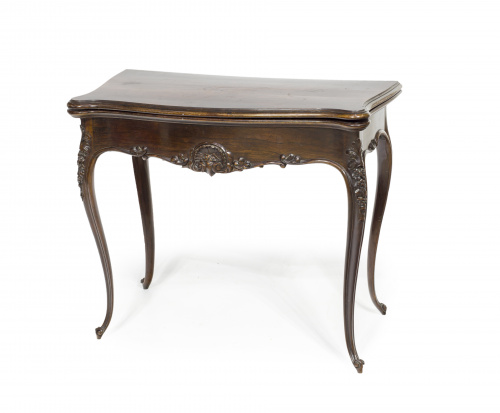 Mesa de juego Napoleón III estilo Luis XV en madera de palo