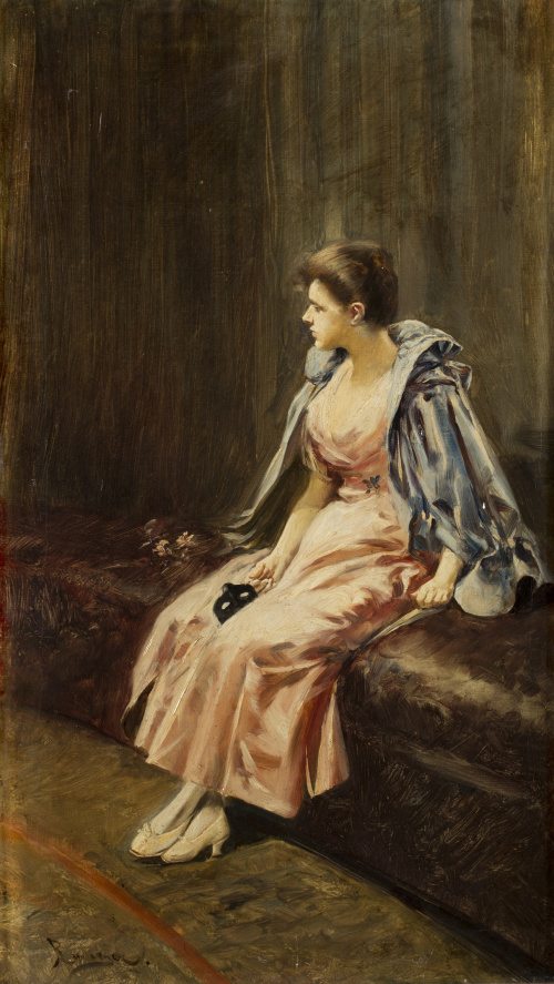 ESCUELA ESPAÑOLA, SIGLO XIXDama elegante con antifaz