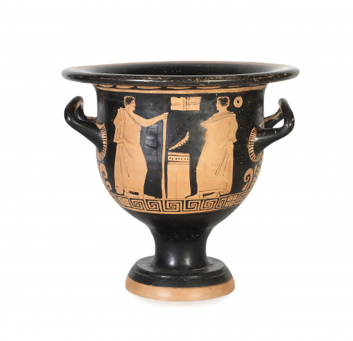 Crátera de campana en terracota de figuras rojas.Apulia, S