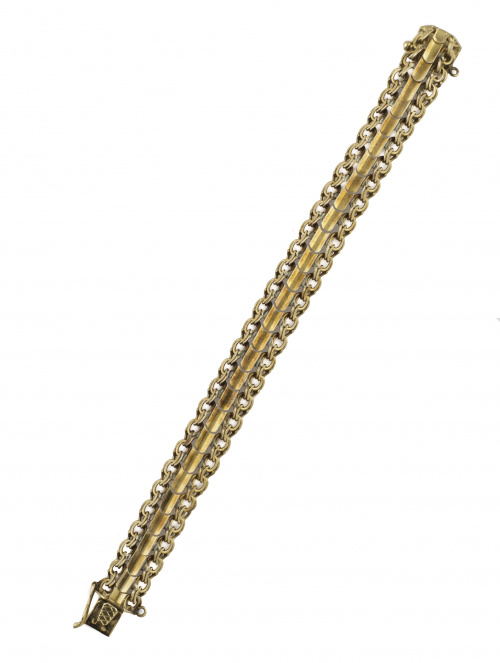 Brazalete años 50 de placas y dobles cadenas barbadas enmar