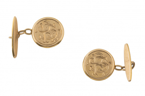 Gemelos circulares con iniciales grabadas