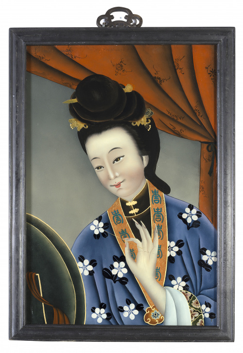 ESCUELA CHINA, SIGLO XIXEscena costumbrista en un interior