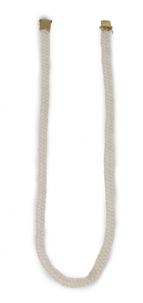 Collar de pp.S.XX de malla de pequeñas perlas cultivadas co