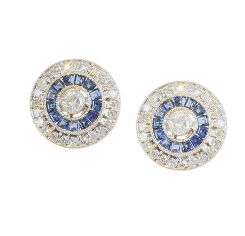 Pendientes ojo de perdiz con brillante central orlado de za