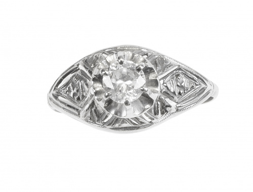 Sortija Art-Decó con un brillante central de 0,30 ct aprox