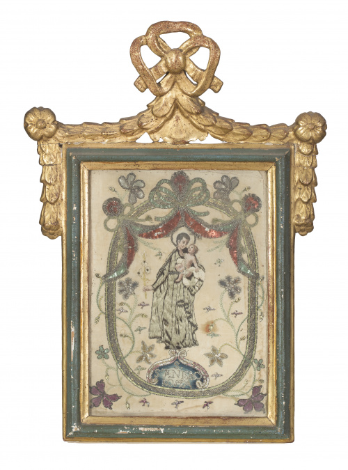 “San Estanislao de Koska”Bordado Carlos IV de hilos cosido