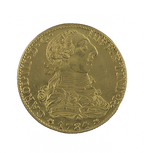 Moneda de 4 escudos de Carlos III de 1784. Méjico. FF. Prob