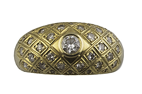 Sortija bombée de brillantes con brillante central de 0,20 