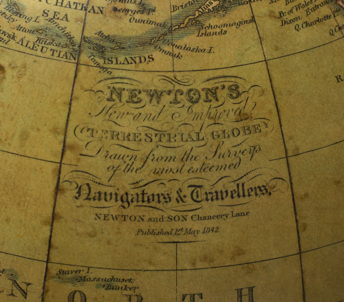 Globo terráqueo publicado por Smith.Trabajo inglés, h. 188