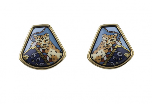 Pendientes HERMÉS de bisutería vintage de esmalte con dibuj