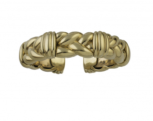 Brazalete flexible gallonado  con diseño de trenza entre ba