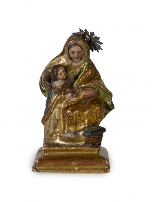 “Santa Ana enseñando a leer a la Virgen” Escultura en mader