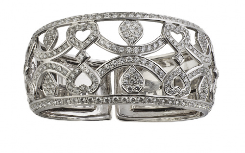 Brazalete de brillantes ancho calado y ligeramente bombée, 