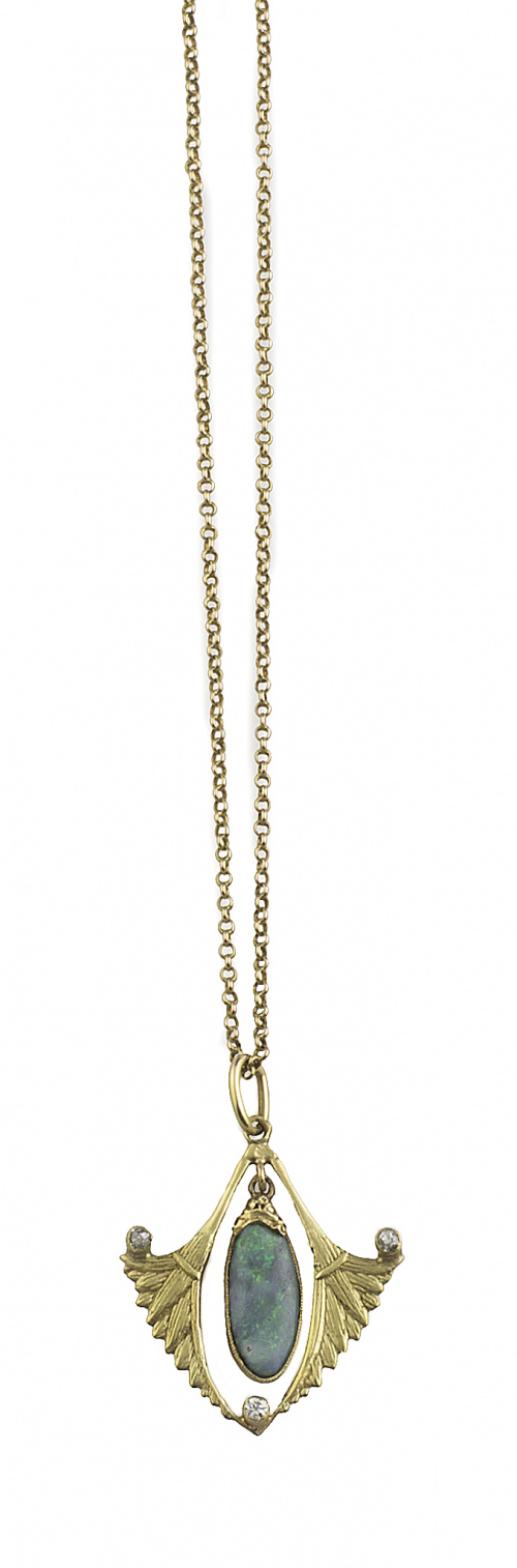 Pendentif Art-Nouveau con motivo colgante de ópalo oval ent