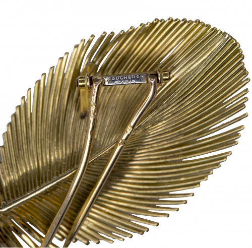 Broche “Feather” BOUCHERON Años 40 en oro rosa de 18K con b