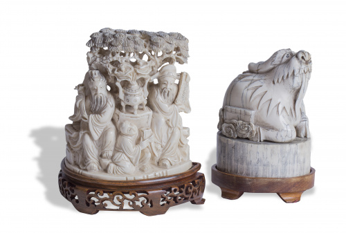 Escultura de animal en marfil. China, S. XIX