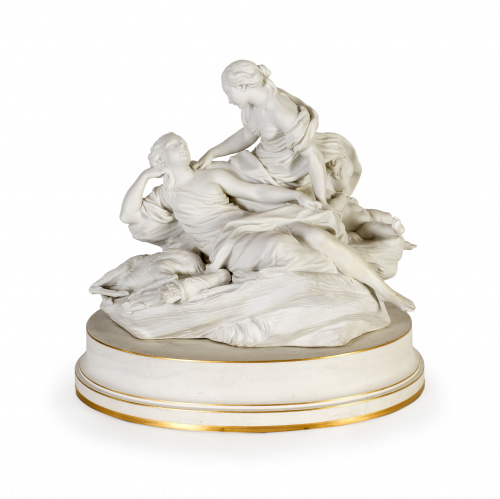 Biscuit, grupo escultórico mitólogico.Manufactura Nacional