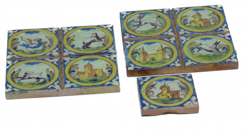 Conjunto de nueve olambrillas de cerámica esmaltada, copian