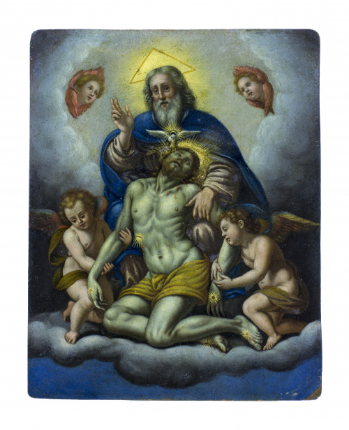 ESCUELA ITALIANA, H. 1700Trinidad con Cristo muerto y ánge