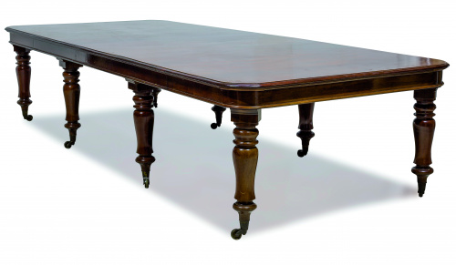 Mesa de comedor victoriana en madera de caoba sobre ocho pa
