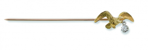 Broche alfiler de pp. S. XX con gaviota que sujeta un brill