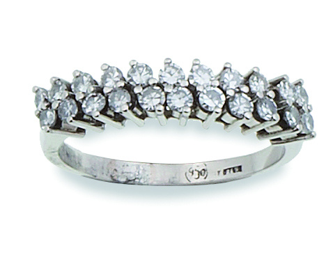 Sortija media alianza de parejas de brillantes que forman b