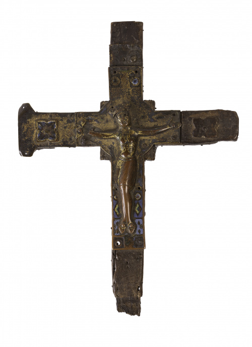 “Cristo crucificado”Bronce, esmalte y dorado.Limoges , Fr