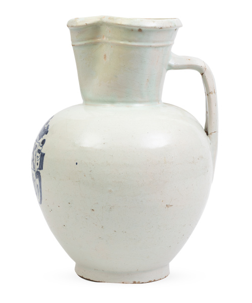 Jarro de bola de cerámica esmaltada en azul de cobalto, con