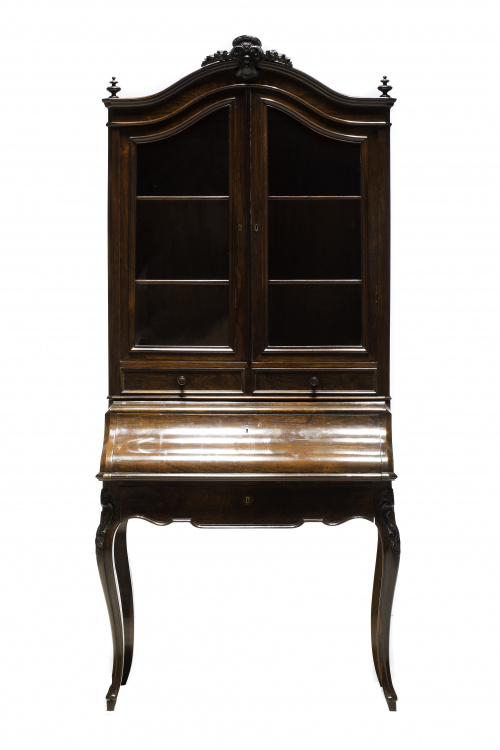 Bureau-librería Napoleón III, estilo Luis XV en madera de p