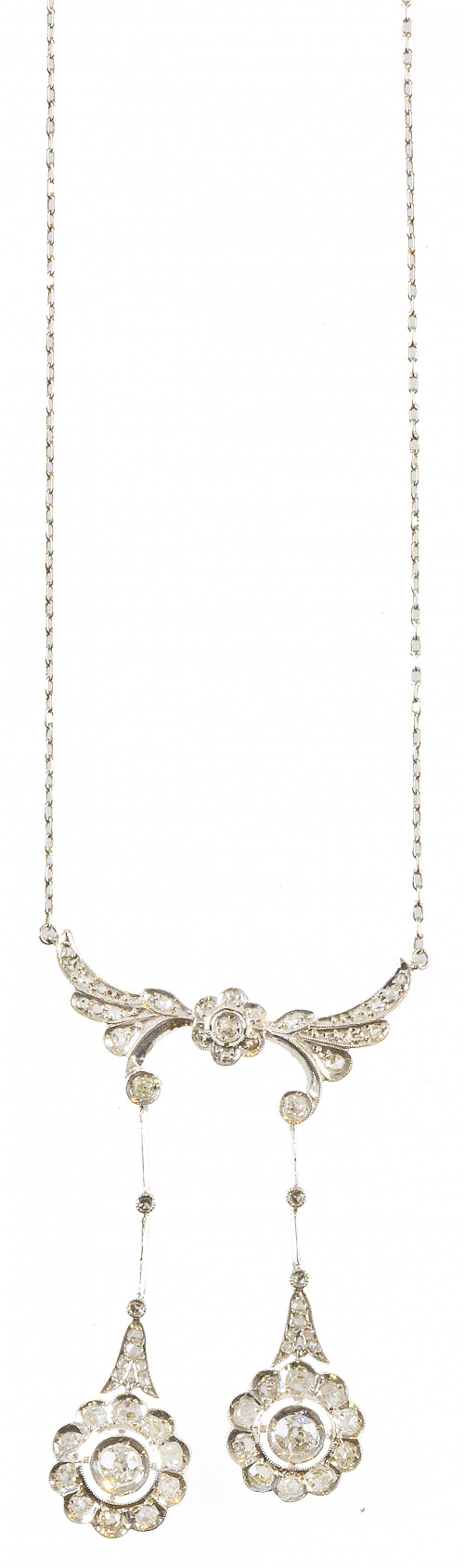 Pendentif de platino y brillantes de talla antigua estilo B