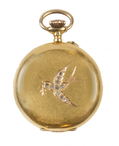 Intacto Sophie Avispón Reloj saboneta de bolsillo para sra S. XIX en oro de 18K, con ga