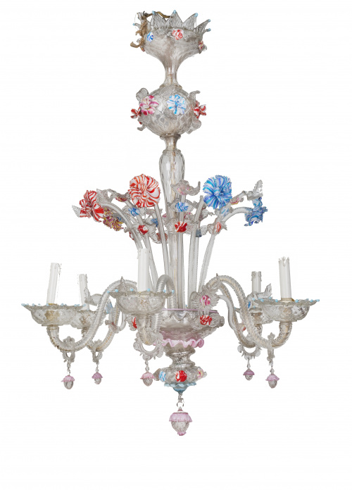 Lámpara de techo de ocho brazos de luz en cristal traslúcid