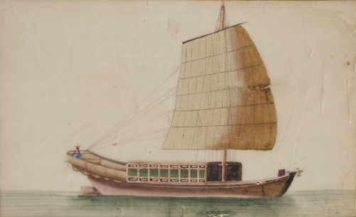 ESCUELA CHINA SIGLO XIXPareja de barcos del tesoro