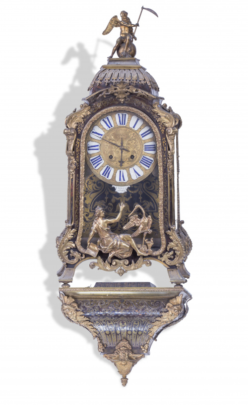 "Jean Jolly a Paris".Reloj regencia en madera, latón, car