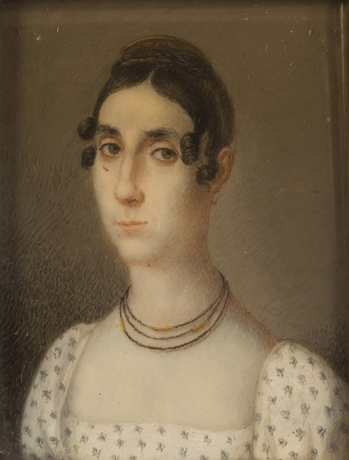 ESCUELA ESPAÑOLA, SIGLO XIXRetrato de dama con vestido de 