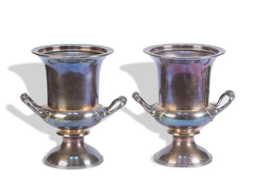 Pareja de enfriadores en metal plateado.Christofle, ff. d