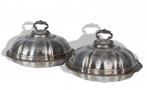 Pareja de legumbreras Jorge IV de plata.Joseph Cradock.Lo