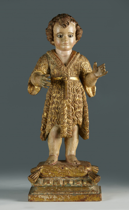 Escuela sevillana, S. XVII.“San Juanito”Madera tallada y 