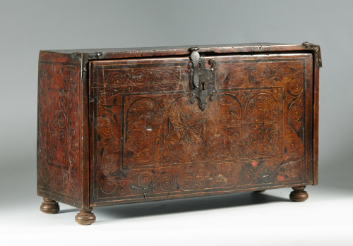 Papelera de nogal con taracea de boj, Trabajo astúr-leonés