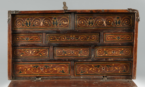 Papelera de nogal con taracea de boj, Trabajo astúr-leonés